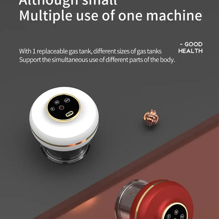 Massaggiatore elettrico portatile a coppettazione con luce rossa (2 coppette)